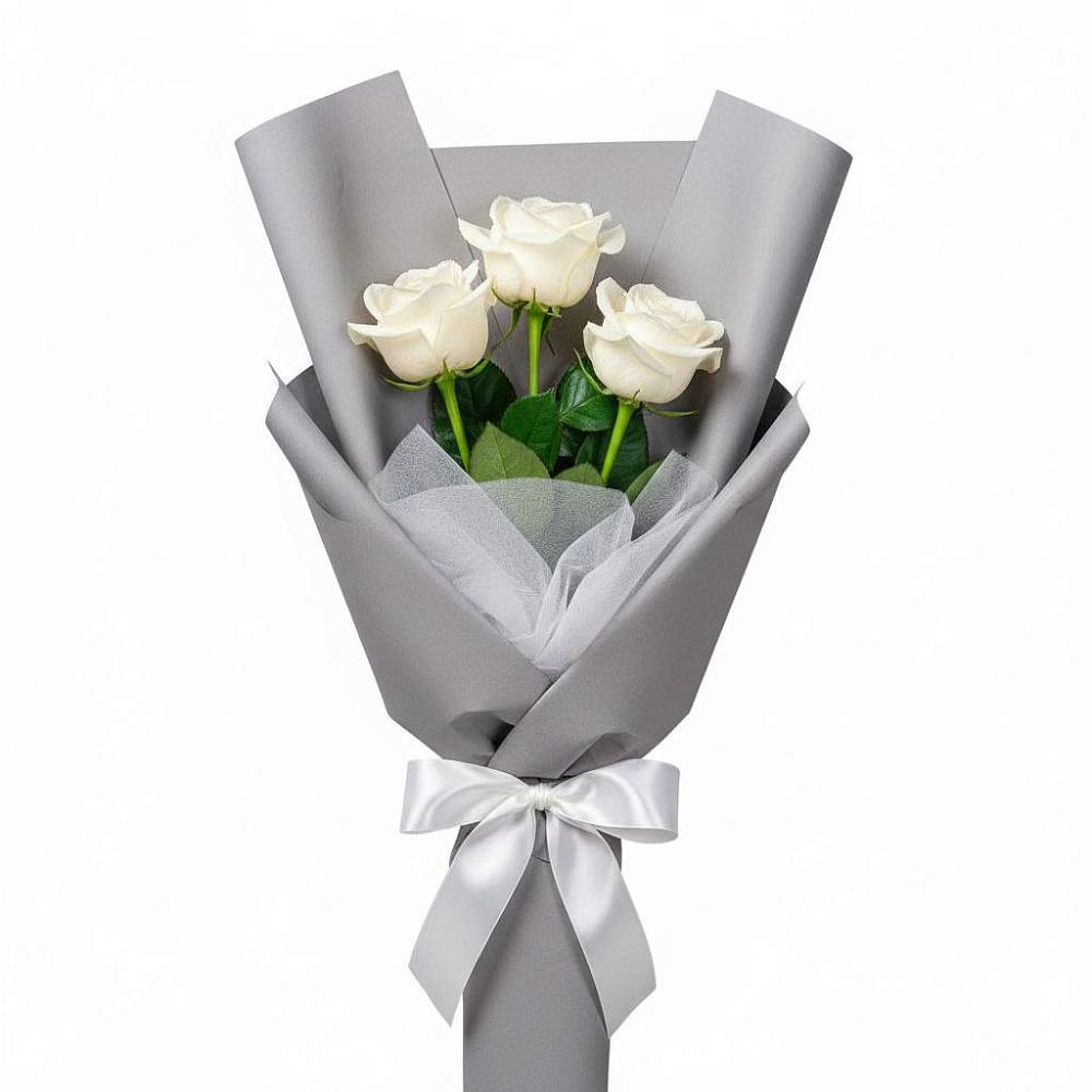 Букет 3 белые розы в Орешки Букет 3 белые розы в Орешки